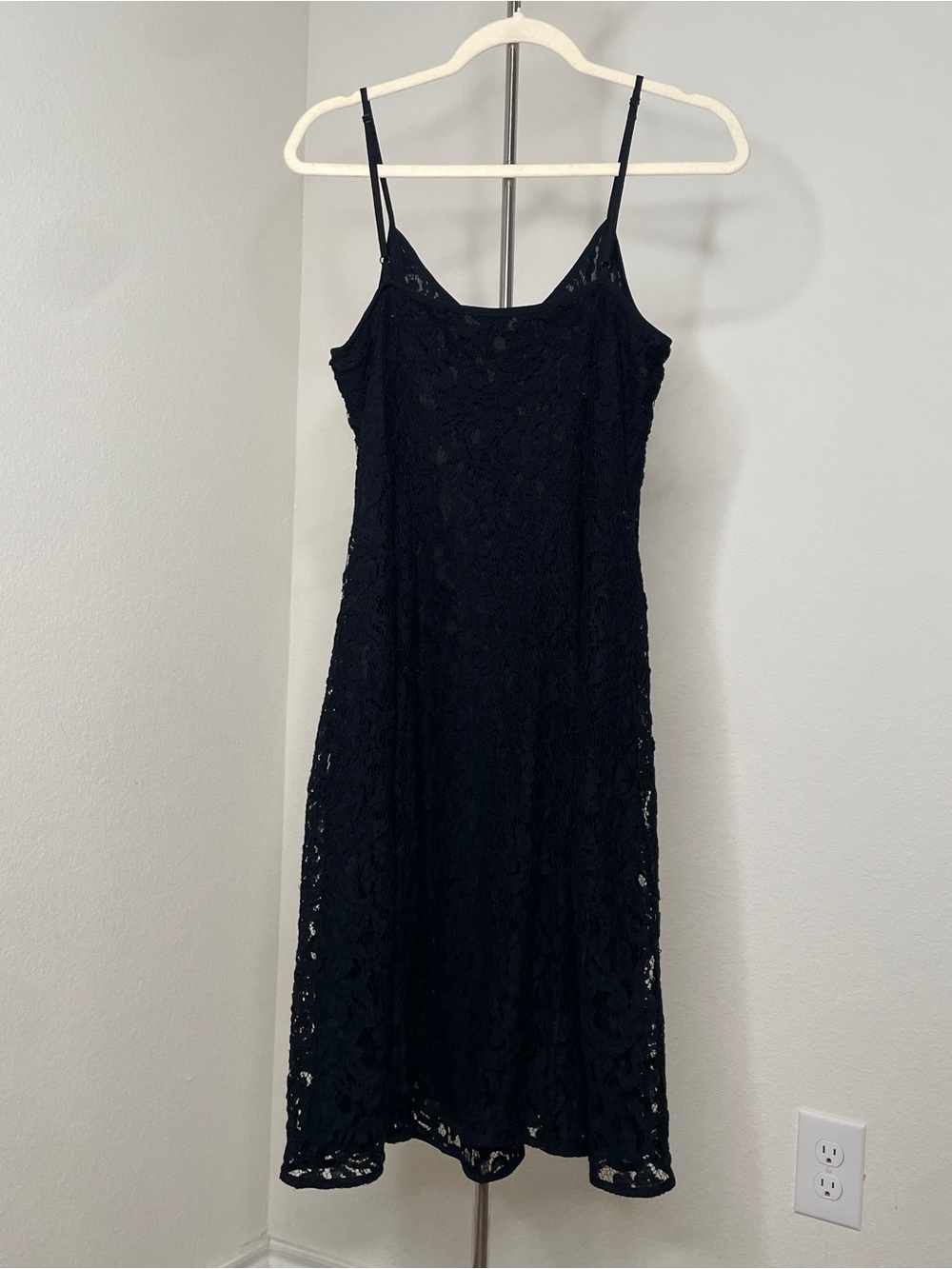 Michael Kors Black lace Dress Spaghetti Strap V neck - Women's 10 - Picture 4 of 6